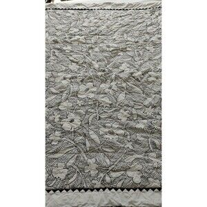 John Robshaw Baby Toddler Suhavi Crib Quilt Blk White Floral Organic Cotton EUC